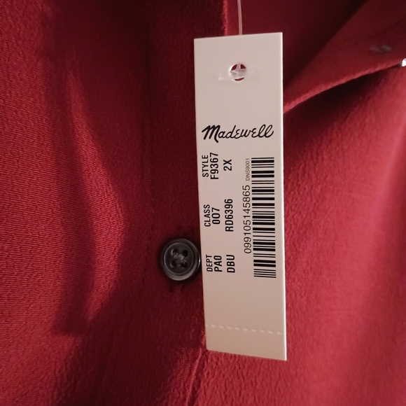 NWT Madewell Central Drapey Shirt Dark Cabernet Button Oversized Size 2X Plus - Picture 6 of 6